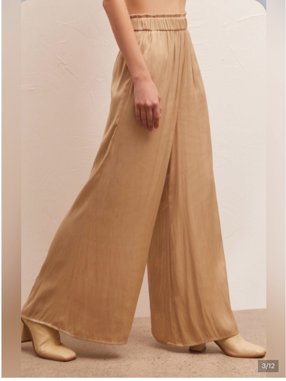 NEW Z SUPPLY isolde wide leg satin pull on pant with pockets